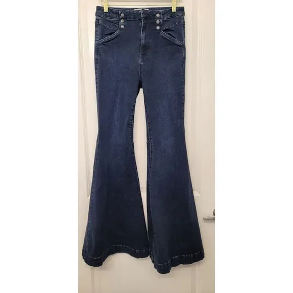 Free People Super Flare Bell Bottom Maddox Jeans 70s Boho Denim Pants Sz. 28 - Picture 3 of 12